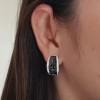 Paved White-Black Sapphire Hoop Earrings