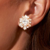 Vintage Halo Hexagon-Shaped Stud Earrings