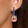 16ctw Halo Cushion Cut Bicolor Tourmaline Drop Earrings