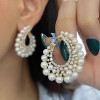 25ctw Pearl Front Facing Hoop Statement Earrings