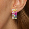 Scattered Paved Multicolor Sapphire Starry Hoop Earrings