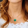 5.9ct Bezel Set Heart Cut Emerald Necklace With Link Chain