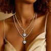 Antique 5ct Round Cut White Sapphire Necklace