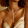 36ctw Emerald Cut White Sapphire Bolo Statement Necklace