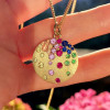 Flush Set Multicolor Sapphire Starry Pendant Necklace