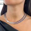 48ctw White/Gradient Blue Sapphire Bolo Statement Necklace