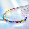 45ctw Asscher Cut Multicolor Sapphire Rainbow Tennis Necklace