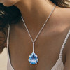 10.2ct Pear Cut Blue Topaz Pendant Necklace