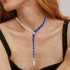23ctw Pear Cut Blue and White Sapphire Necklace