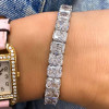 56ctw Radiant Cut White Sapphire Unisex Bracelet