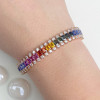 Emerald Cut Rainbow Color Sapphire Tennis Bracelet