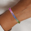 28ctw Emerald Cut Multicolor Sapphire Rainbow Bracelet