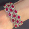 55ctw Halo Oval Cut Ruby Statement Bracelet