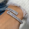 7ctw Baguette Cut White Sapphire Bypass Bangle