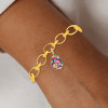 4ctw Multicolor Sapphire Paved Rainbow Egg Charm Bracelet