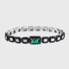 5.3ct Emerald Cut Emerald Enamel Bracelet