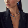 Pear Cut Blue Sapphire Necklace & Earrings Jewelry Set