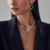 Pear Cut Green Sapphire Necklace & Earrings Jewelry Set