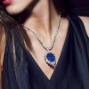 12.8ct Oval Cut Blue Sapphire Pendant Necklace