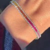 12.6ctw Princess Cut Rainbow Sapphire Tennis Bracelet