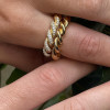 Paved White Sapphire Thick Twisted Ring