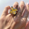 12ct Princess Cut Yellow Sapphire Bold Paved Ring