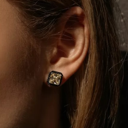 6ctw Princess Cut Yellow Sapphire Stud Earrings