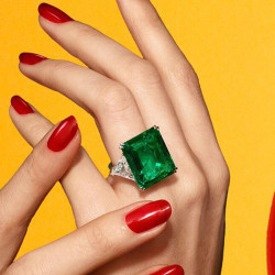14ct Three-stone Emerald Cut Engagement Ring in Gold