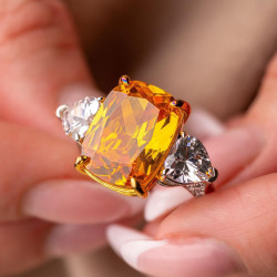 14ct Cushion Cut Yellow Sapphire Engagement Ring
