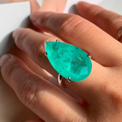14ct Pear Cut Green Blue Paraiba Tourmaline Cocktail Ring
