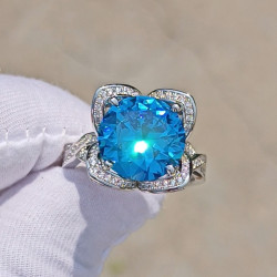 11ct Round Cut Aquamarine Vintage Cocktail Ring