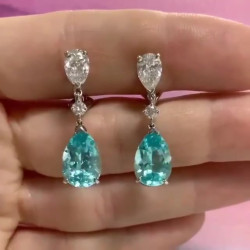 Pear Cut Aquamarine Drop Earrings