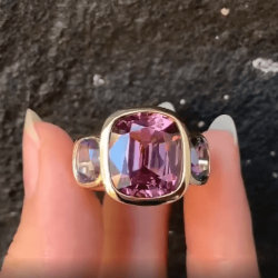 10ct Cushion Cut Pink Sapphire Engagement Ring in Gold