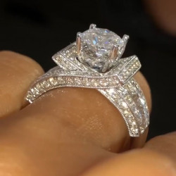 1ct Round Cut White Sapphire Criss Cross Engagement Ring