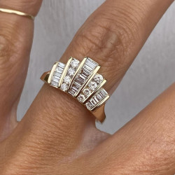 1.6ctw Baguette Cut White Sapphire V-Shape Band Ring