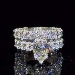 3ct Pear Cut White Sapphire Wedding Ring Set