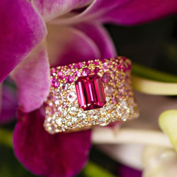 Fuchsia and Pink Sapphire Paved Cocktail Ring