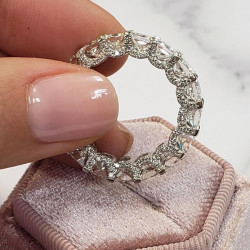 11ctw Princess Cut White Sapphire Side Paved Eternity Ring