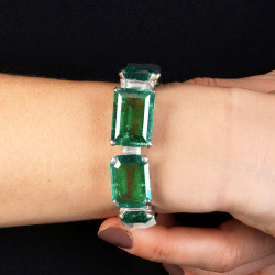 75ctw Gradient Size Emerald Statement Bracelet