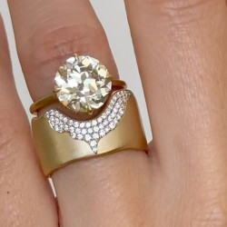 3.8ct Round Cut Paved Wide Band Wedding Ring Set