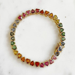 21ctw Heart Cut Multicolor Sapphire Rainbow Bracelet