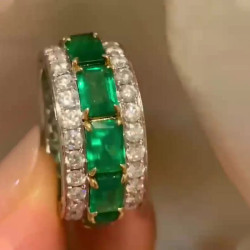 8.35ct Emerald Cut Green Sapphire Eternity Band