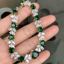 18ctw Heart Cut Emerald Statement Bracelet