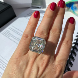 12ct Asscher Cut White Sapphire Engagement Ring