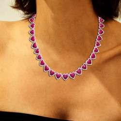 39ctw Halo Paved Heart Statement Necklace