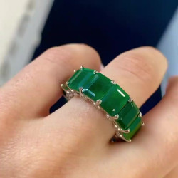 38ctw Emerald Cut Emerald/Ruby Eternity Ring