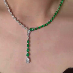 Pear Cut Green Sapphire Necklace