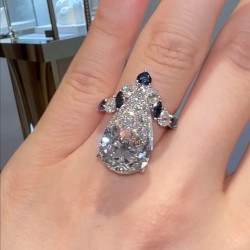 6ct Pear Cut White Sapphire Engagement Ring