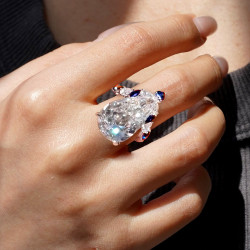6ct Pear Cut White Sapphire Engagement Ring