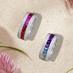 3.55ctw Princess Cut Multi-colored Sapphire Eternity Band